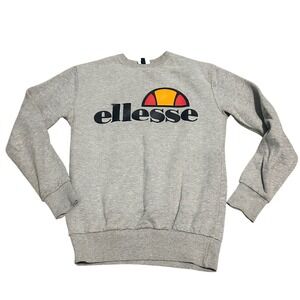 Ellesse Grey Crewneck Sweatshirt Logo Print Casual Pullover Top Size 4